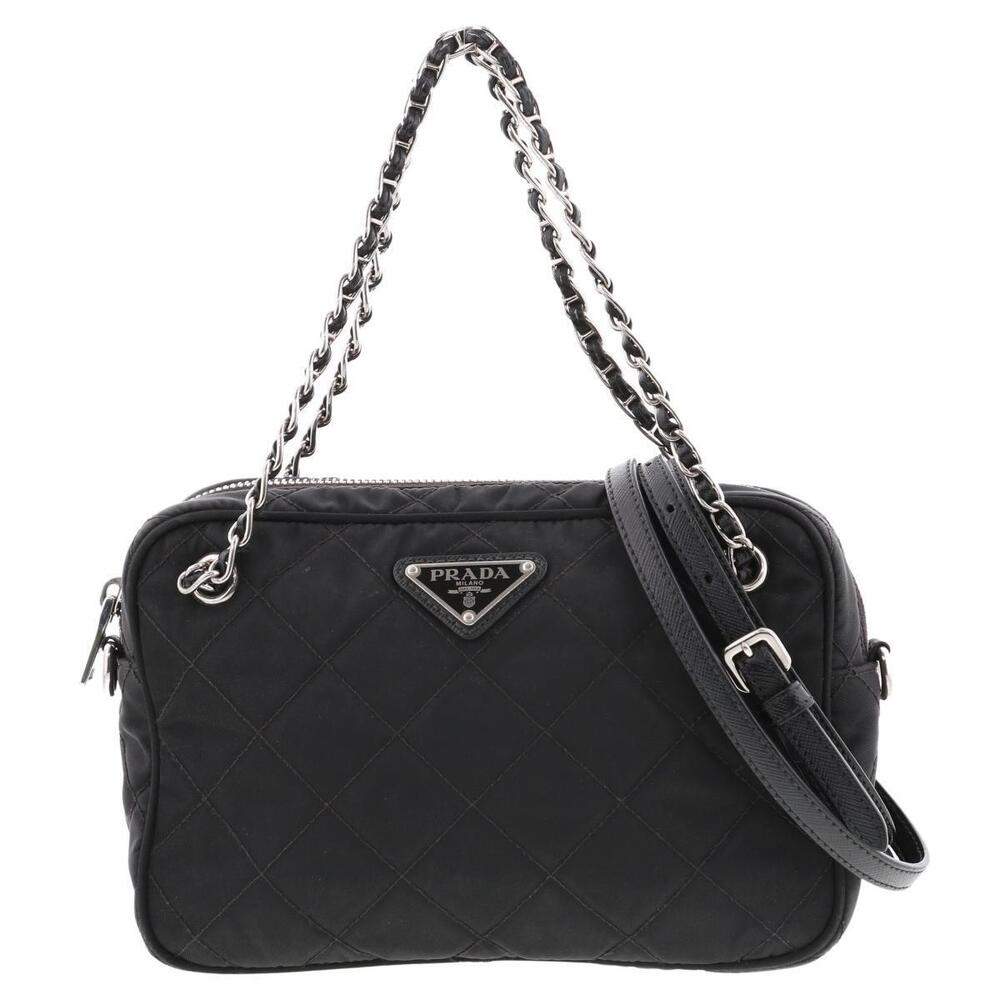 PRADA Impuntu Chain Shoulder Bag Messenger Quilted Black